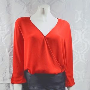Banana Republic Fire Red Elegant Blouse Size Petite Small